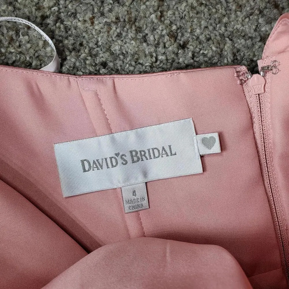 David's Bridal Pink One Shoulder Bridesmaid Dress Size 4 - Picture 4 of 12